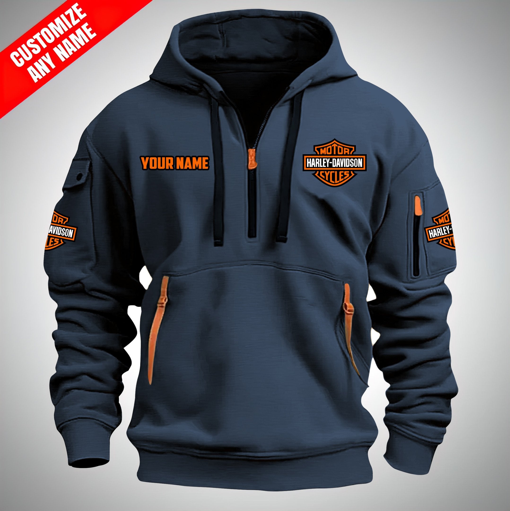 HD Custom Print Quarter Zip Unisex Hoodie