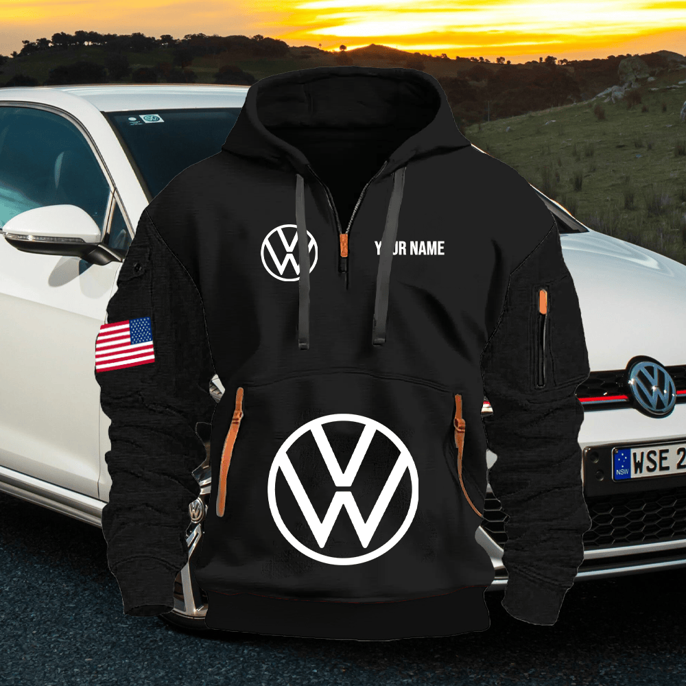 VW Custom Print Name Quarter Zipper Hoodie