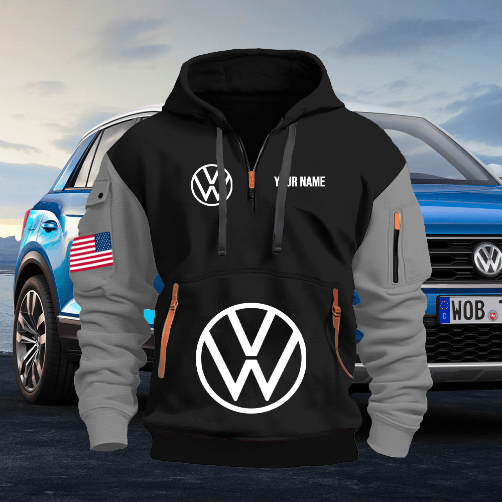 VW Custom Print Name Quarter Zipper Hoodie