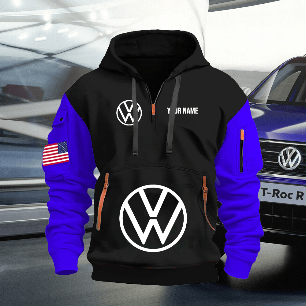 VW Custom Print Name Quarter Zipper Hoodie
