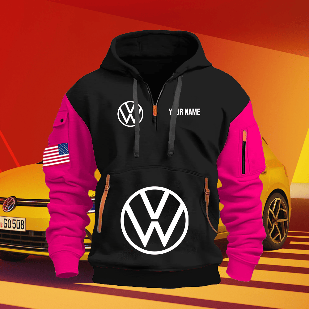 VW Custom Print Name Quarter Zipper Hoodie