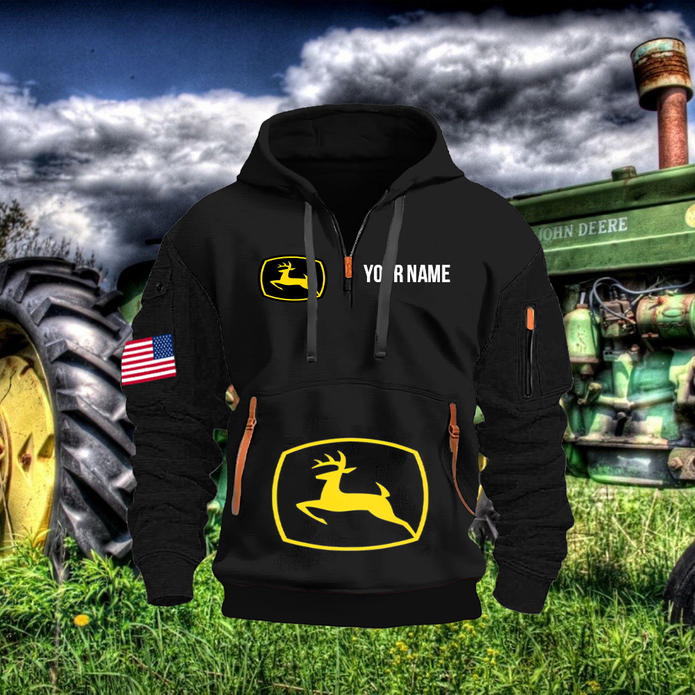 JD Custom Print Name Quarter Zipper Hoodie
