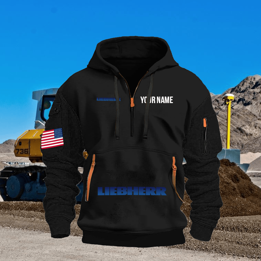 LB Print Name Quarter Zipper Hoodie