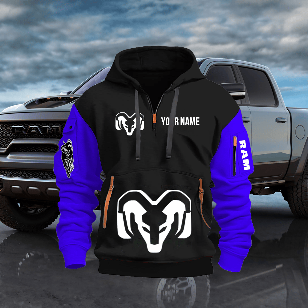 RAM Custom Print Name Quarter Zipper Hoodie