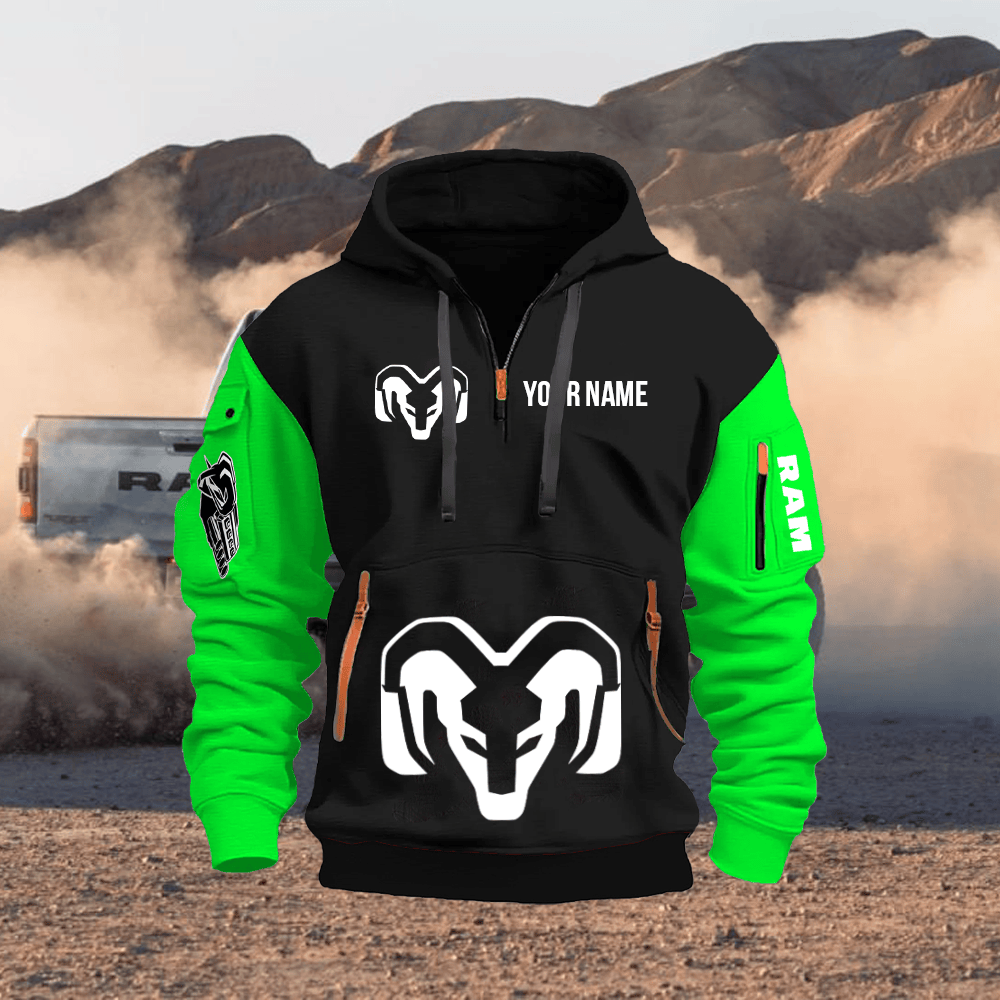 RAM Custom Print Name Quarter Zipper Hoodie