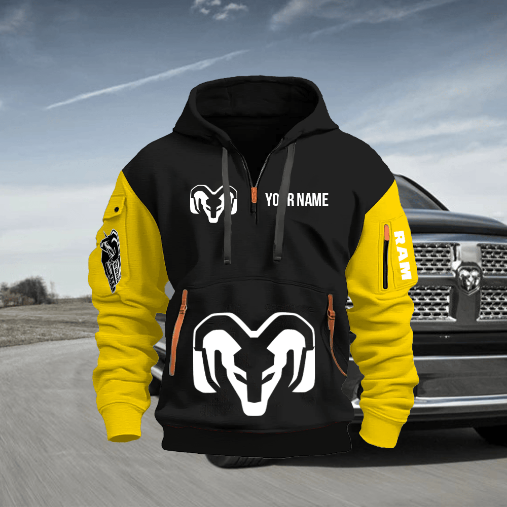 RAM Custom Print Name Quarter Zipper Hoodie