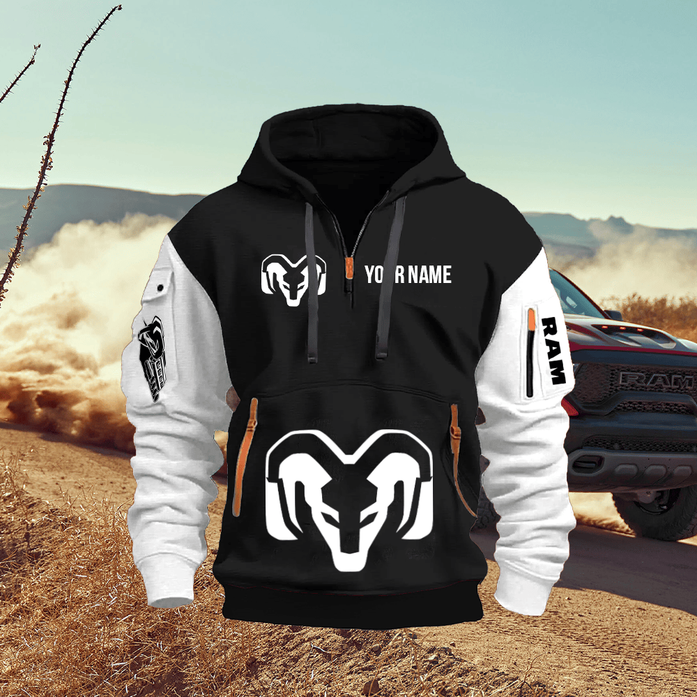 RAM Custom Print Name Quarter Zipper Hoodie