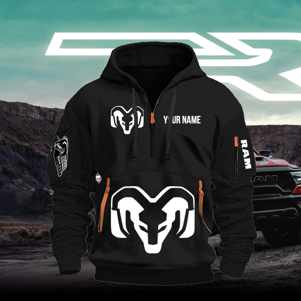 RAM Custom Print Name Quarter Zipper Hoodie