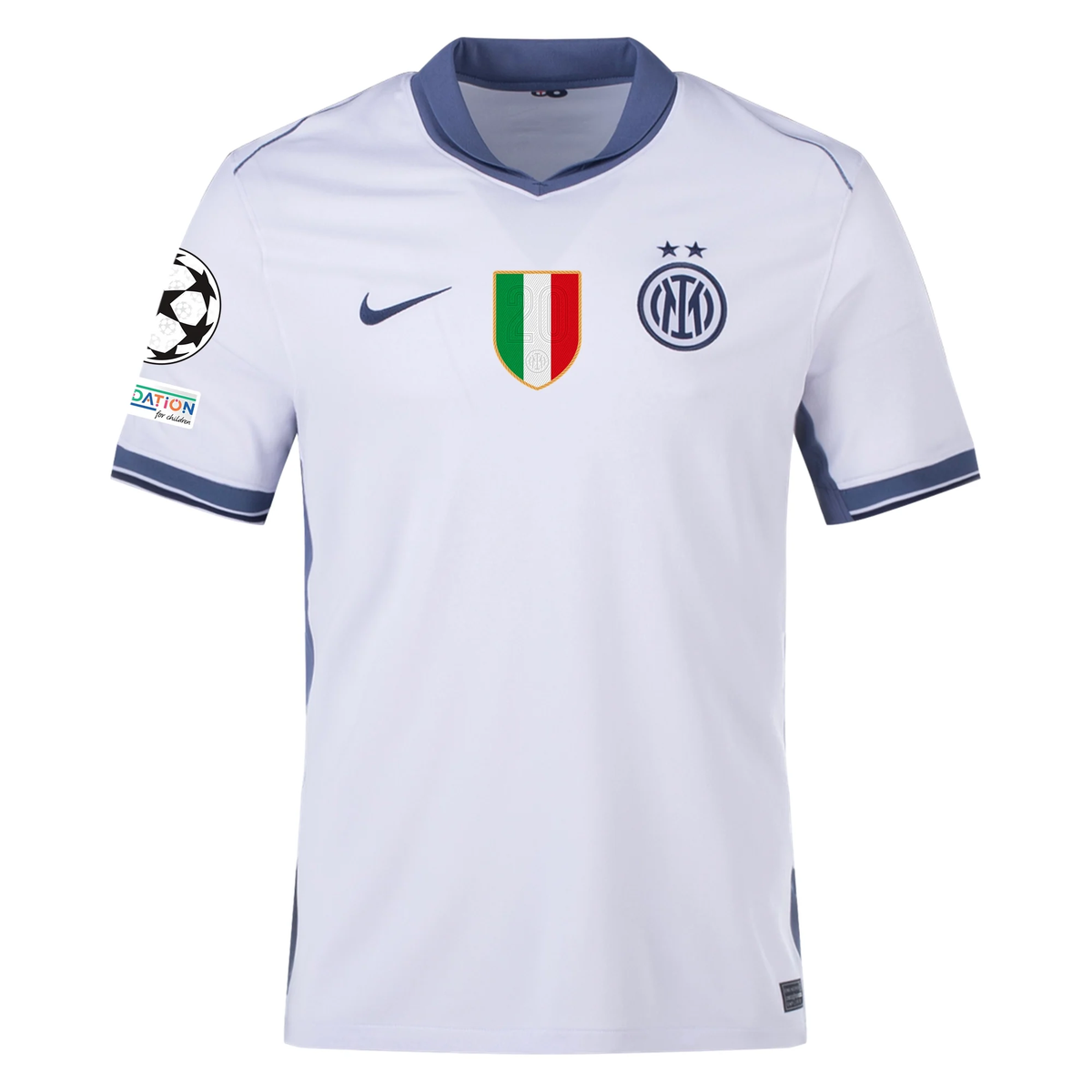 Nike Inter Milan Carlos Augusto Away Jersey w/ Champions League + Scudetto Patch 24/25 (Summit White/Iris Whisper)