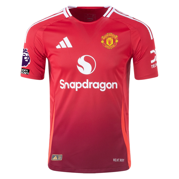 adidas Manchester United Authentic Rasmus HÃ¸jlund Home Jersey w/ EPL + No Room For Racism Patches 24/25 (MUFC Red/Bright Red)