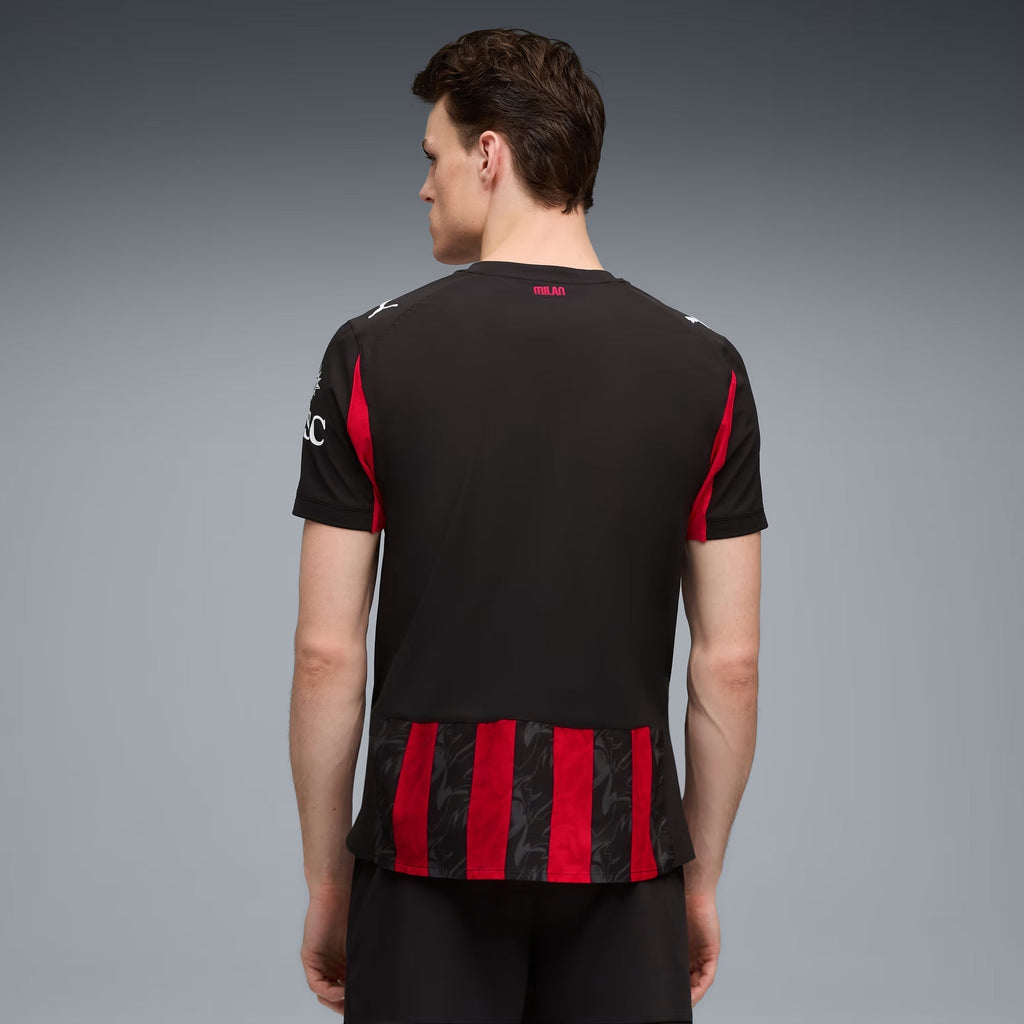 Puma Gabbia Men's AC Milan Authentic Home Jersey 25/26 w/ Seria A Patch (Red/Black)