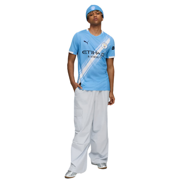 Puma Manuel Akanji Manchester City Home Jersey 25/26 w/ EPL + Sponsor Patch (Team Light Blue/Puma White)