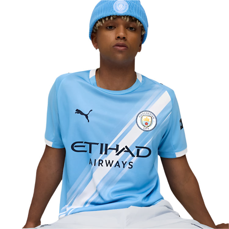 Puma Joshua Wilson-Esbrand Manchester City Home Jersey 25/26 w/ EPL + Sponsor Patch (Team Light Blue/Puma White)