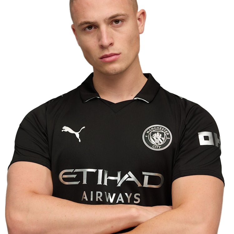 Puma Khusanov Men's Manchester City Away Jersey 25/26 w/ NRFR + EPL Patches (Puma Black)