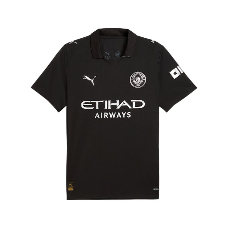 Puma Doku Men's Manchester City Away Jersey 25/26 w/ NRFR + EPL Patches (Puma Black)
