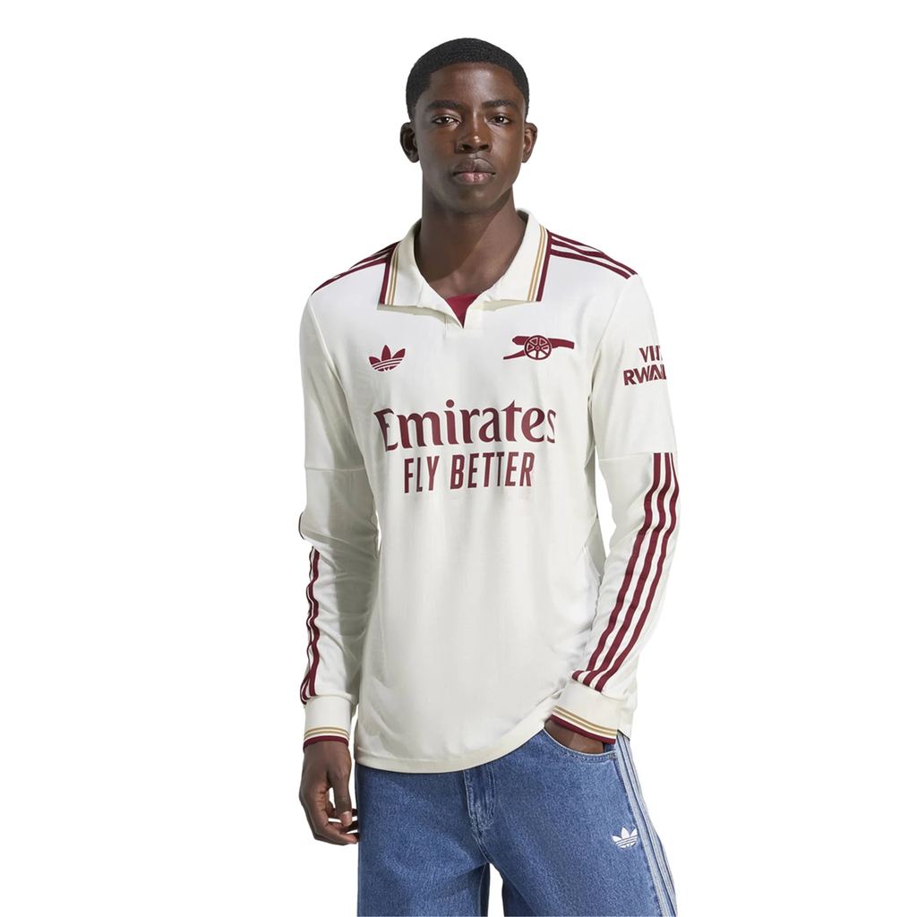 adidas Arsenal Viktor GyÃ¶keres Third Long Sleeve Jersey w/ EPL + No Room For Racism 25/26 (White/Burgundy)
