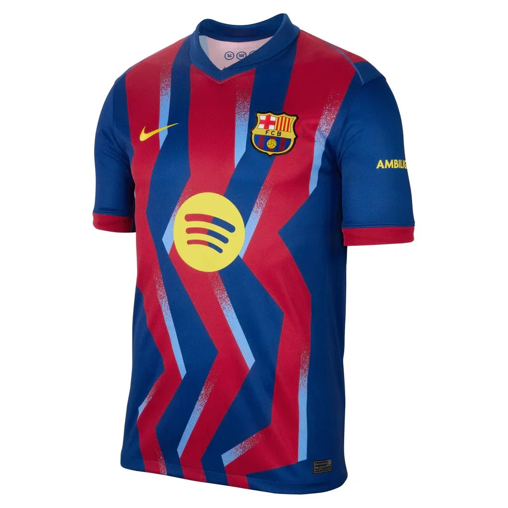 Nike Men's FC Barcelona F. De Jong 4th Jersey 25/26 w/ La Liga Patches (Blue/Red/Yellow)
