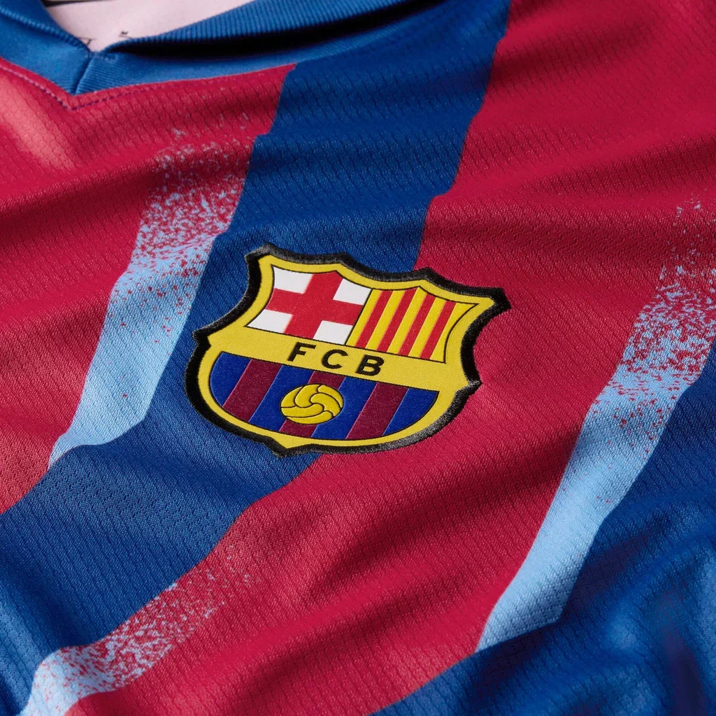 Nike Men's FC Barcelona Bernal 4th Jersey 25/26 w/ La Liga Patches (Blue/Red/Yellow)