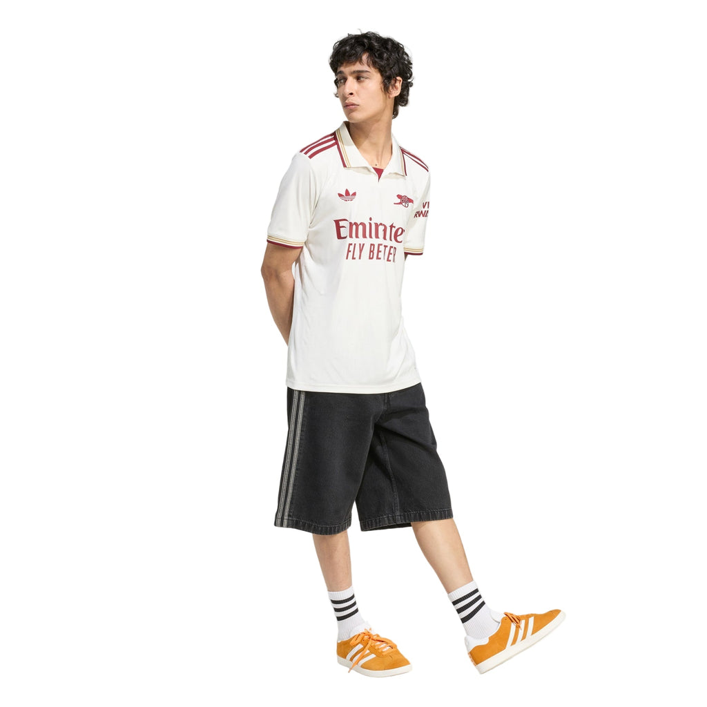 adidas Odegaard Men's Arsenal FC Third Jersey 25/26 w/ NRFR + EPL Patches (White/Burgundy)
