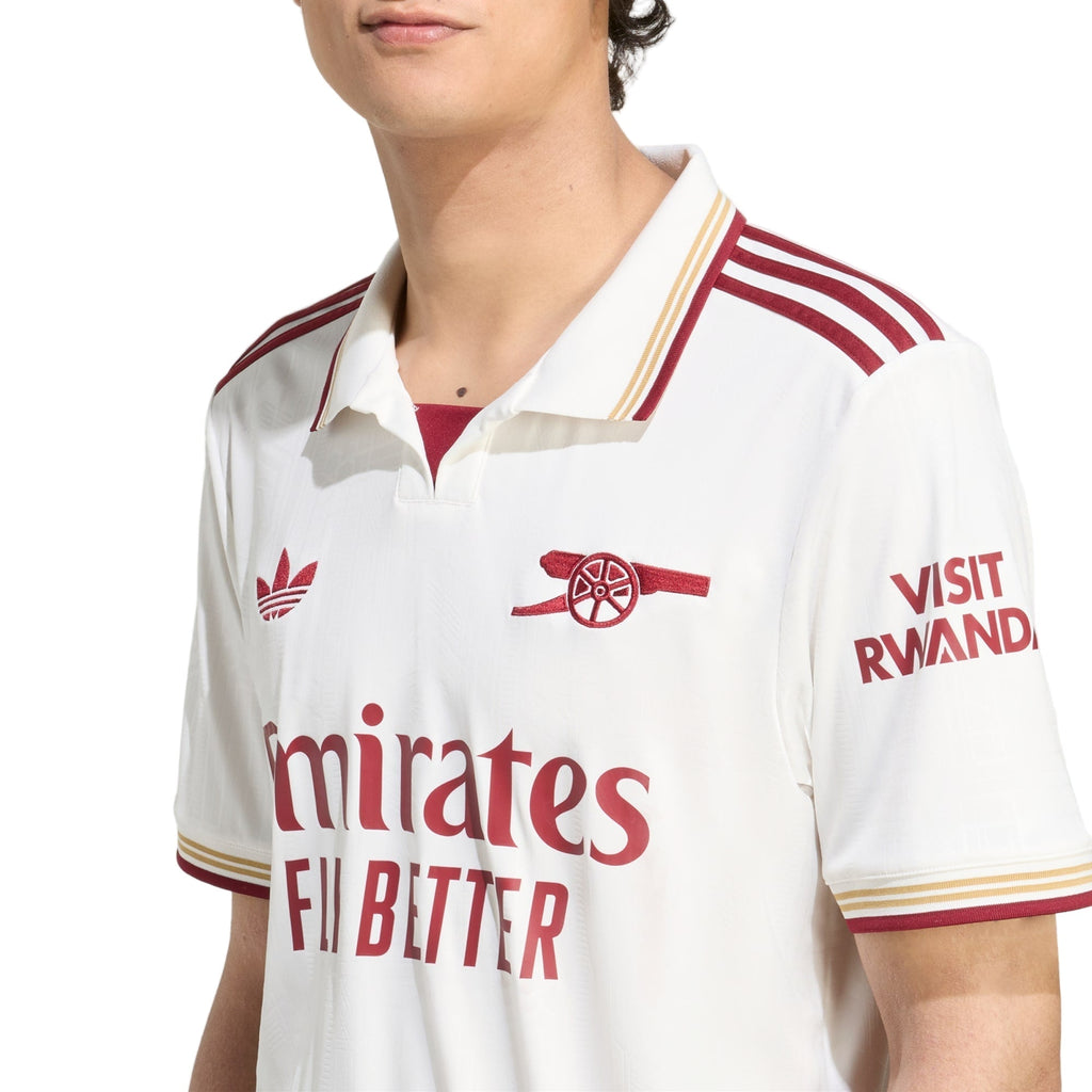 adidas Nwaneri Men's Arsenal FC Third Jersey 25/26 w/ NRFR + EPL Patches (White/Burgundy)