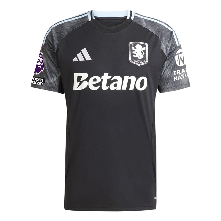 adidas A. Garcia Men's Aston Villa 25/26 Away Jersey w/ EPL + NRFR Patches (Black/Global Blue)