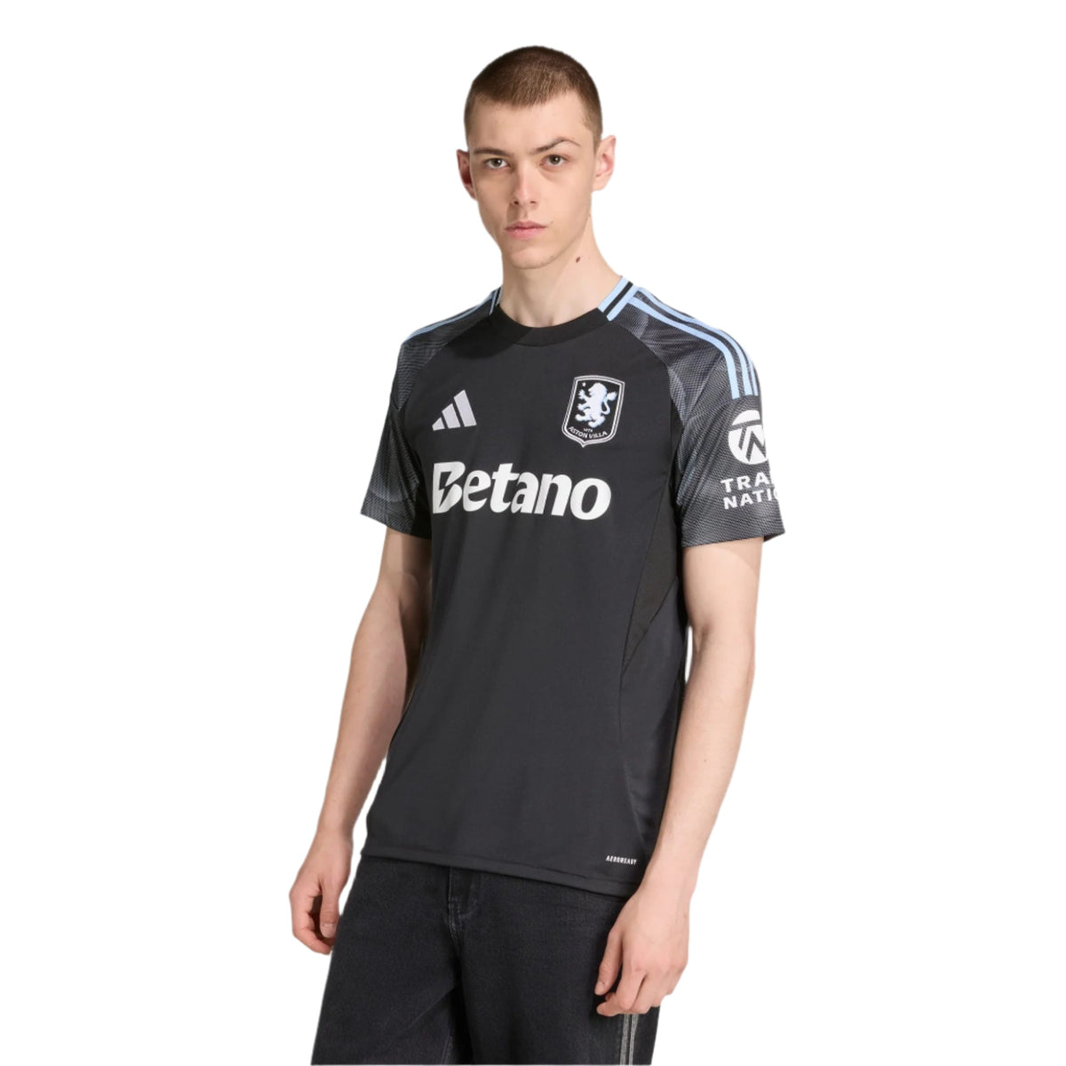 adidas Elliott Men's Aston Villa 25/26 Away Jersey w/ EPL + NRFR Patches (Black/Global Blue)