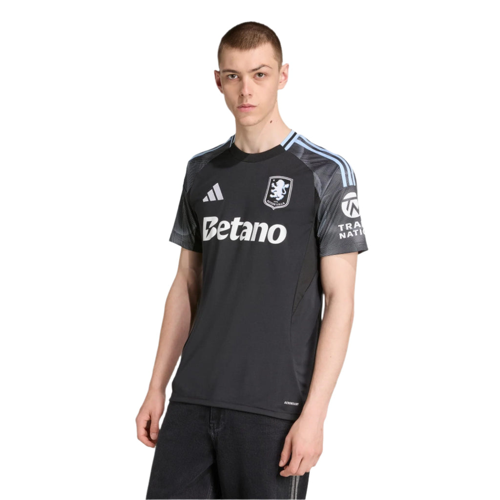 adidas Barkley Men's Aston Villa 25/26 Away Jersey w/ EPL + NRFR Patches (Black/Global Blue)