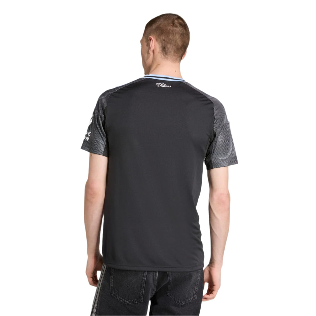 adidas Konsa Men's Aston Villa 25/26 Away Jersey w/ EPL + NRFR Patches (Black/Global Blue)