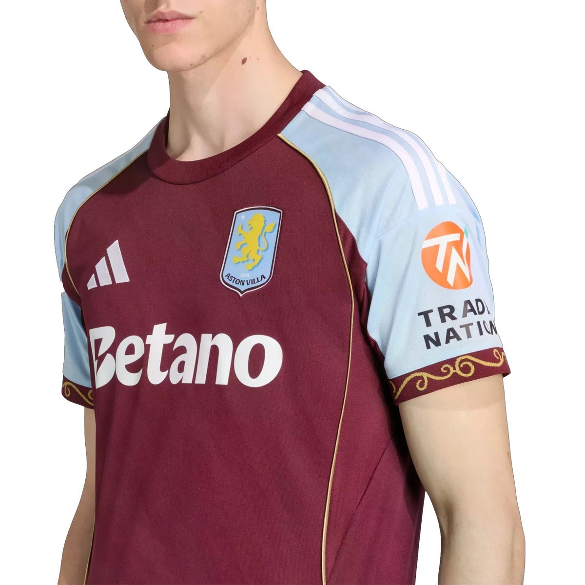 adidas Kamara Men's Aston Villa Home Jersey 25/26 w/ NRFR + EPL Patches (Maroon/Blue)