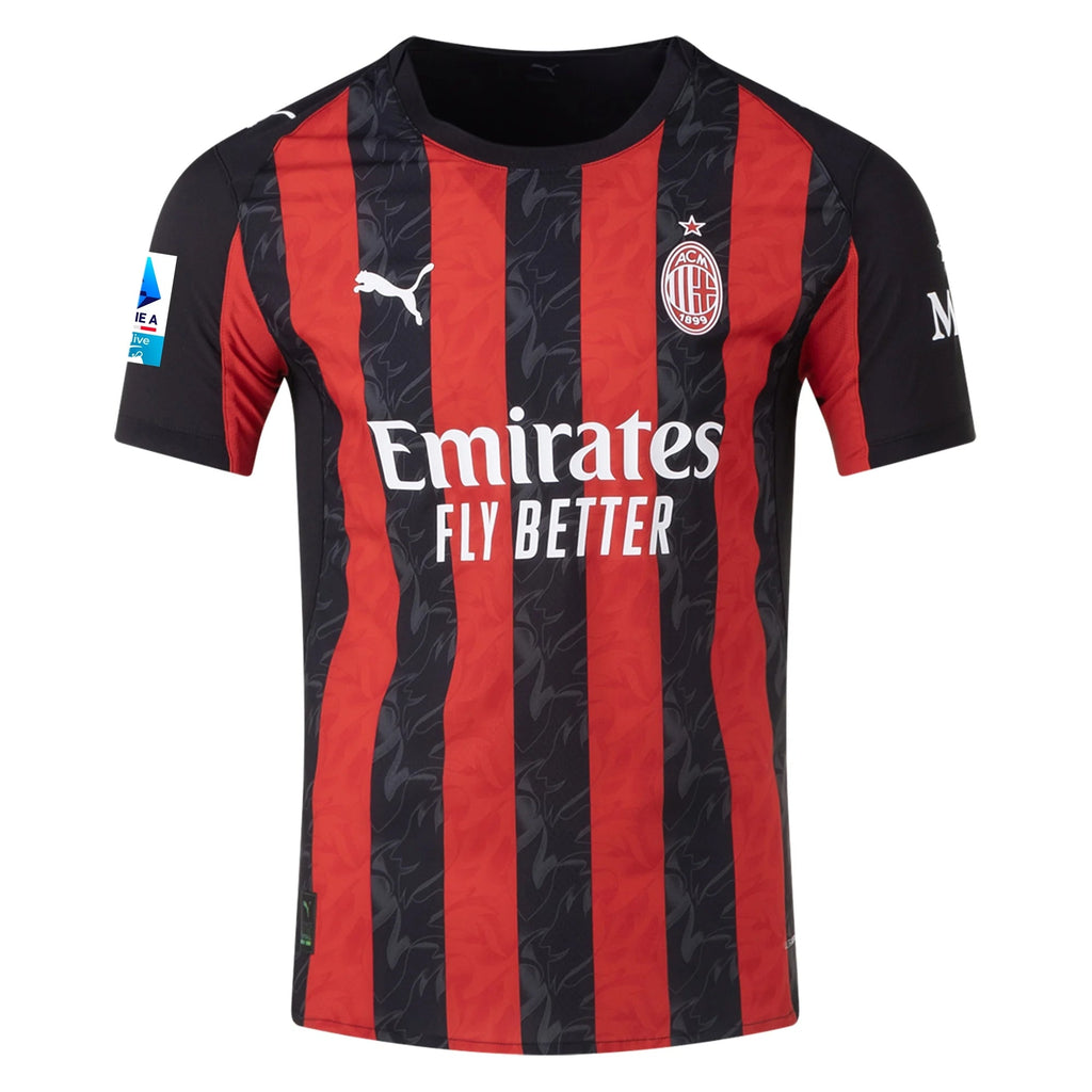 Puma Pulisic Men's AC Milan Authentic Home Jersey 25/26 w/ Seria A Patch (Red/Black)