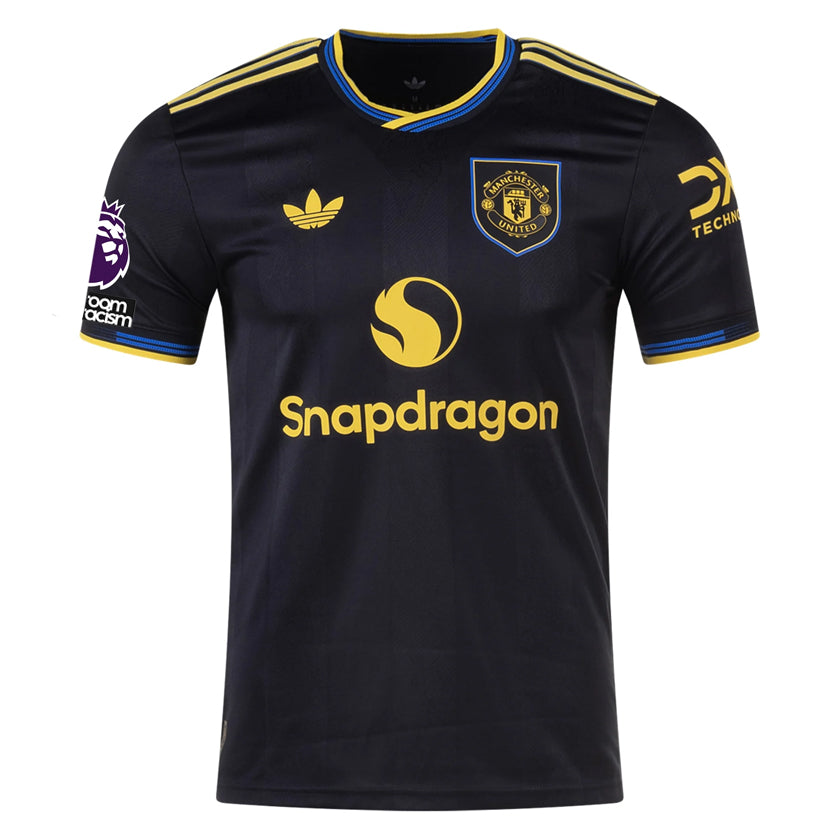 adidas Casemiro Men's Manchester United Authentic Third Jersey 25/26 w/ NRFR + EPL Patches (Black)