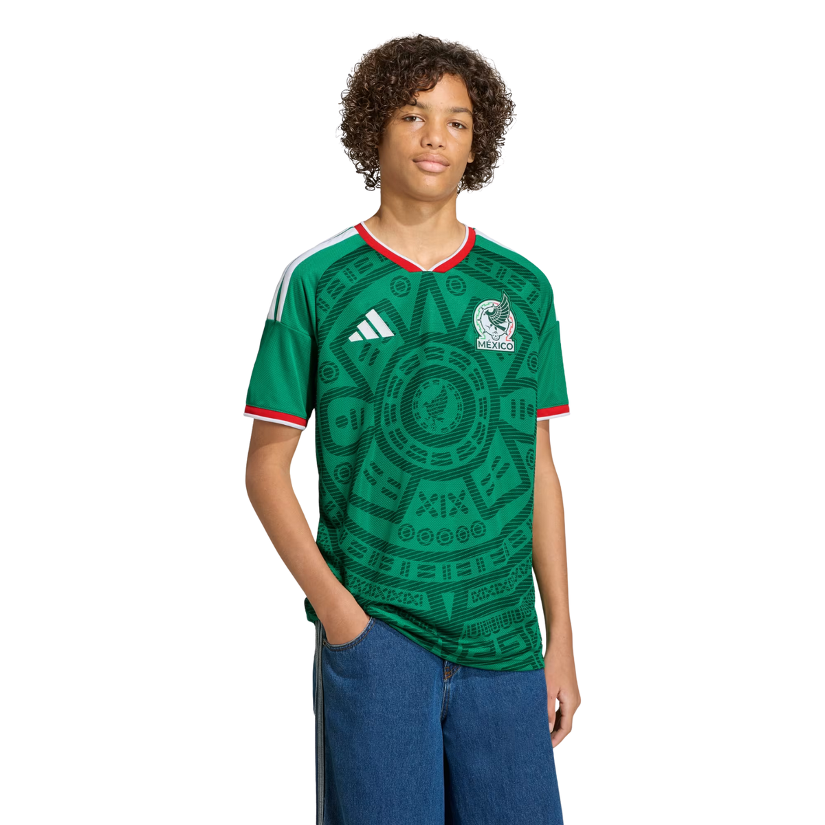 adidas Youth A. Vega Mexico 2026 Home World Cup Jersey (Bold Green)