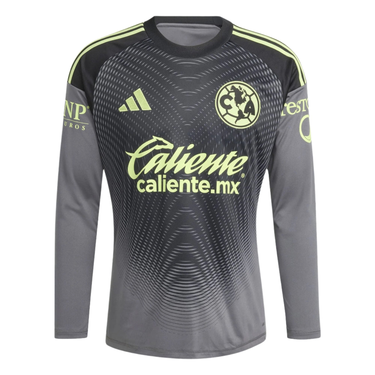 adidas Club AmÃ©rica 25/26 Long Sleeve Goalkeeper Jersey (Black/Grey/Lime Green)