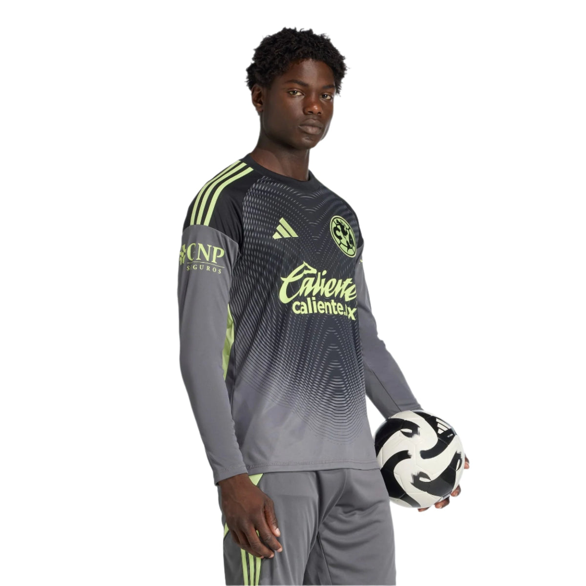 adidas Club AmÃ©rica 25/26 Long Sleeve Goalkeeper Jersey (Black/Grey/Lime Green)