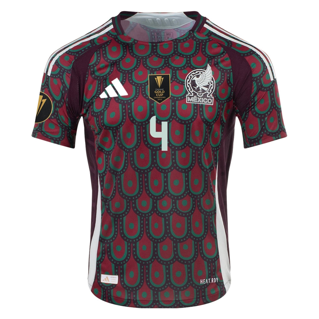 adidas Mexico Authentic Edson Ãlvarez Home Jersey 24/25 w/ Gold Cup 2025 Patchse (Multicolor)