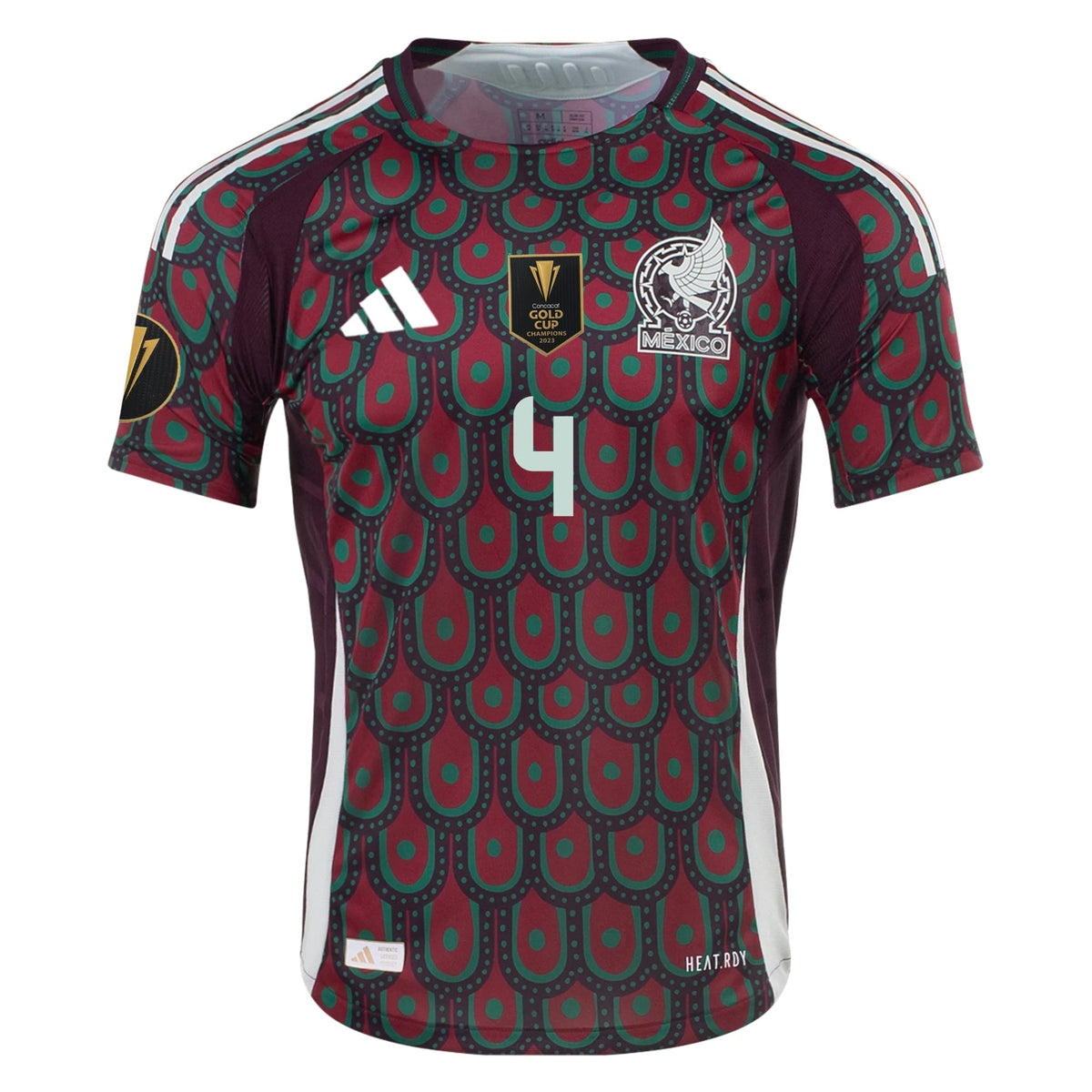 adidas Mexico Authentic Edson Ãlvarez Home Jersey 24/25 w/ Gold Cup 2025 Patchse (Multicolor)