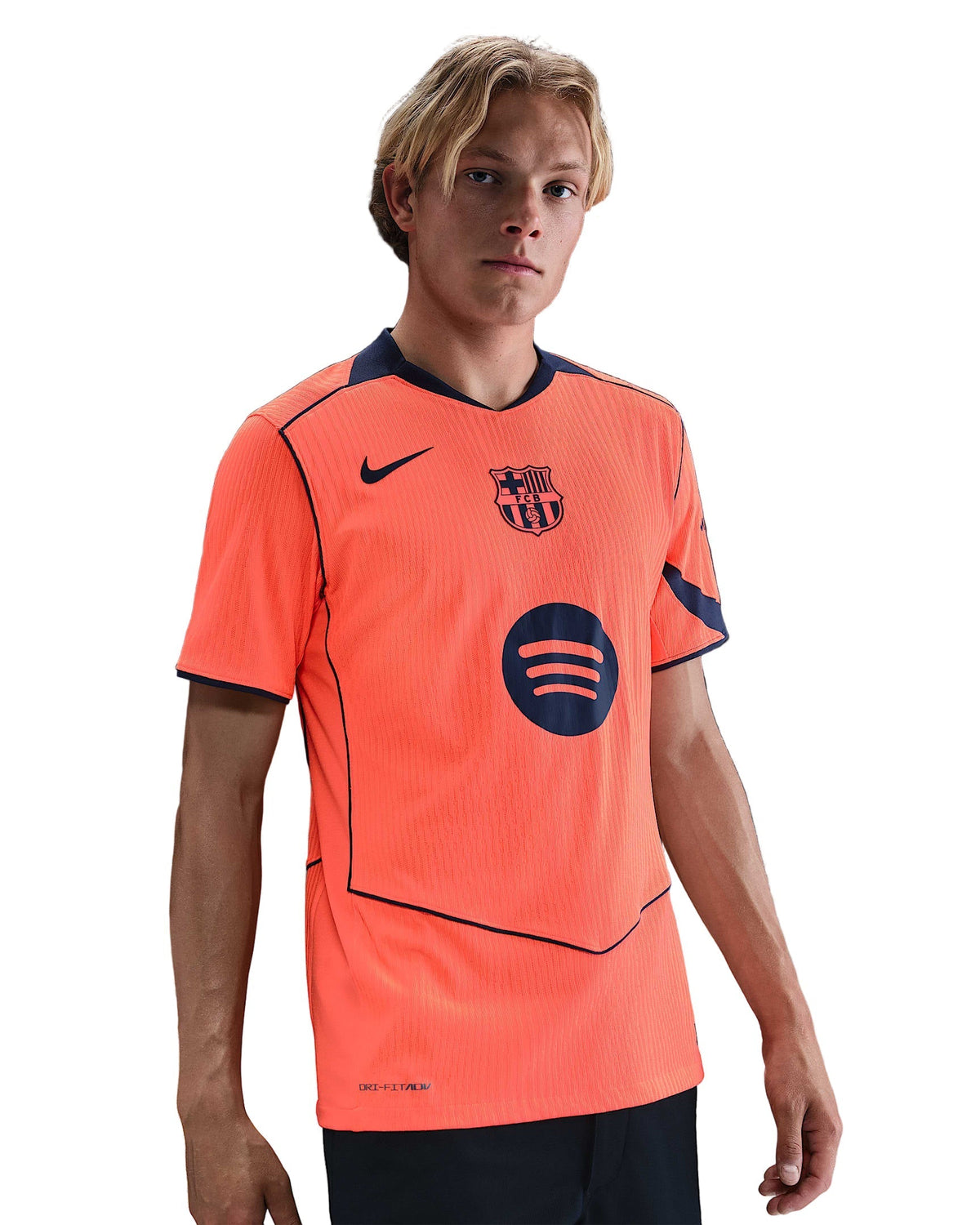 Nike Lewandowski FC Barcelona Third T90 Authentic Jersey 25/26 w/ Champions League Patches (Mango/Navy)