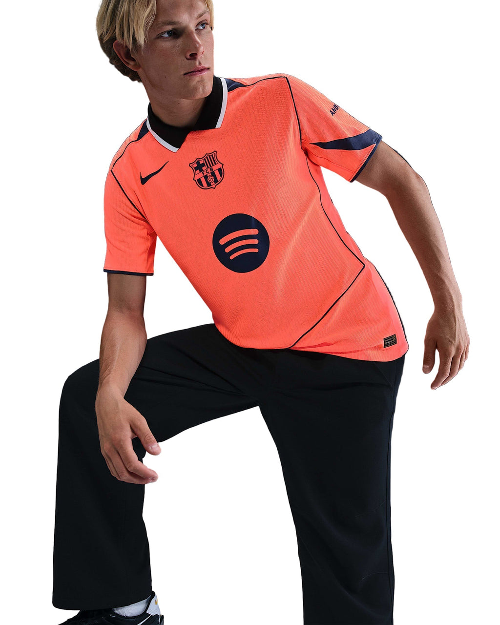 Nike Rashford FC Barcelona Third T90 Authentic Jersey 25/26 w/ Champions League Patches (Mango/Navy)