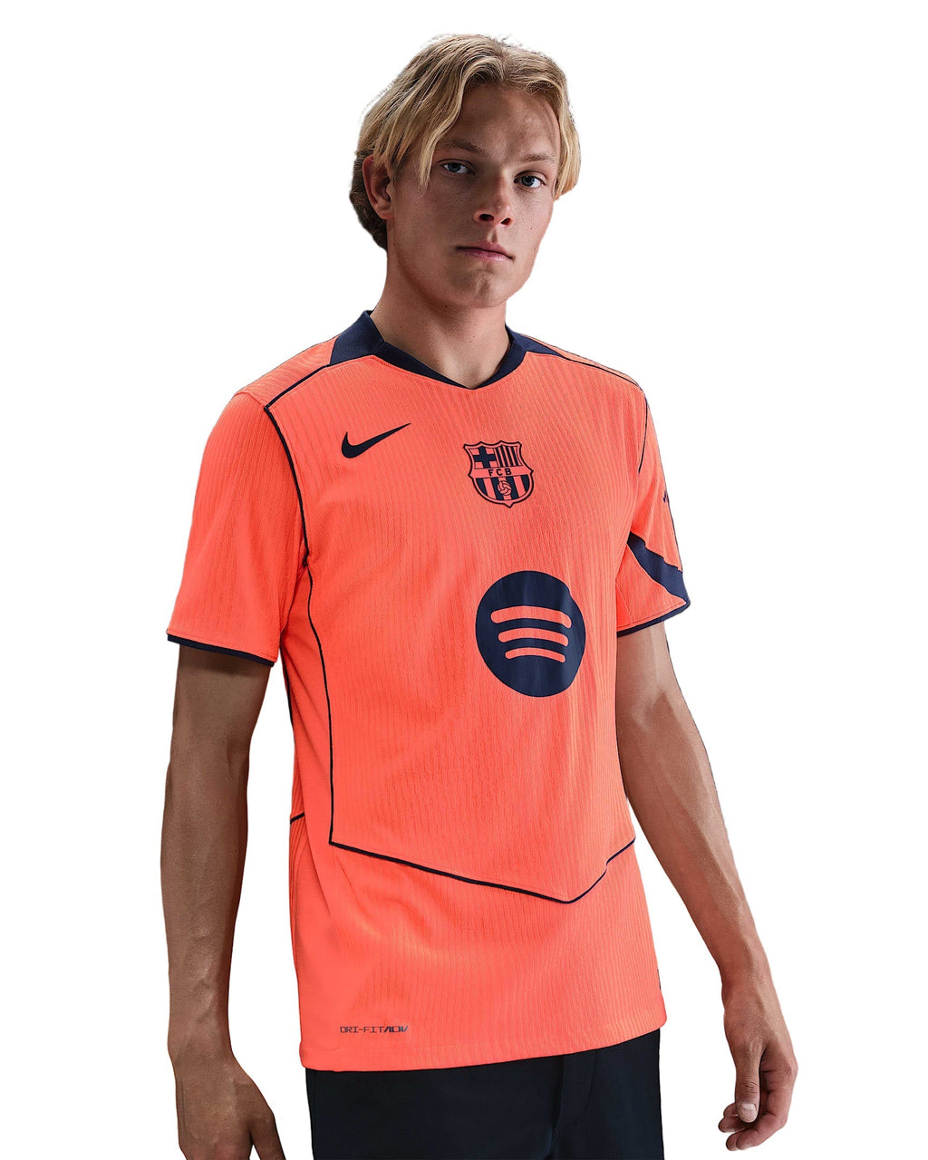 Nike Rashford FC Barcelona Third T90 Authentic Jersey 25/26 w/ Champions League Patches (Mango/Navy)