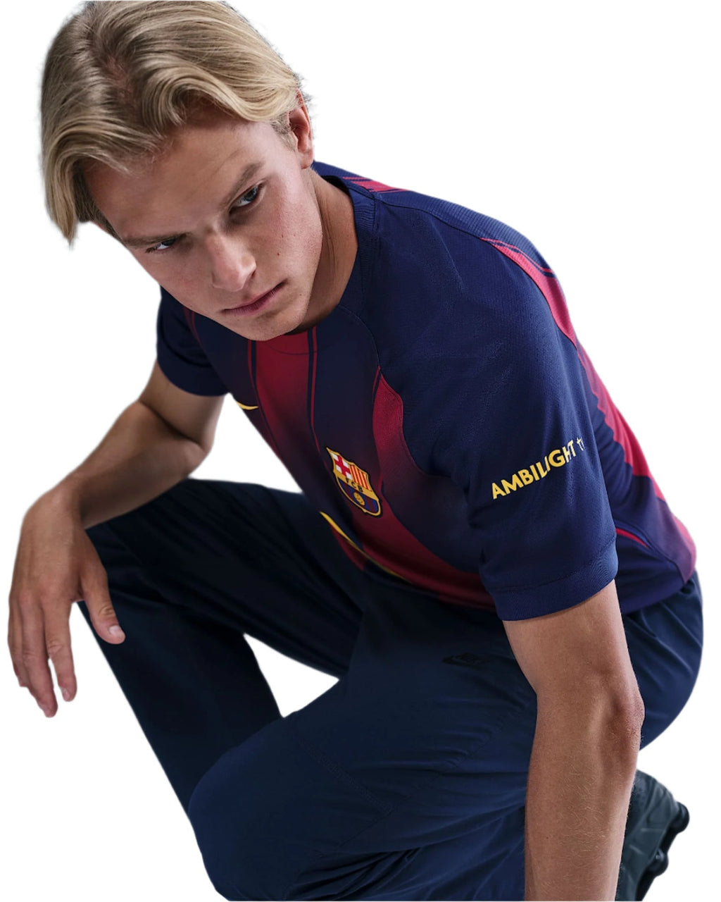 Nike Gavi FC Barcelona Home Jersey 25/26 w/ Champions League Patches (Deep Royal Blue/Midwest Gold)
