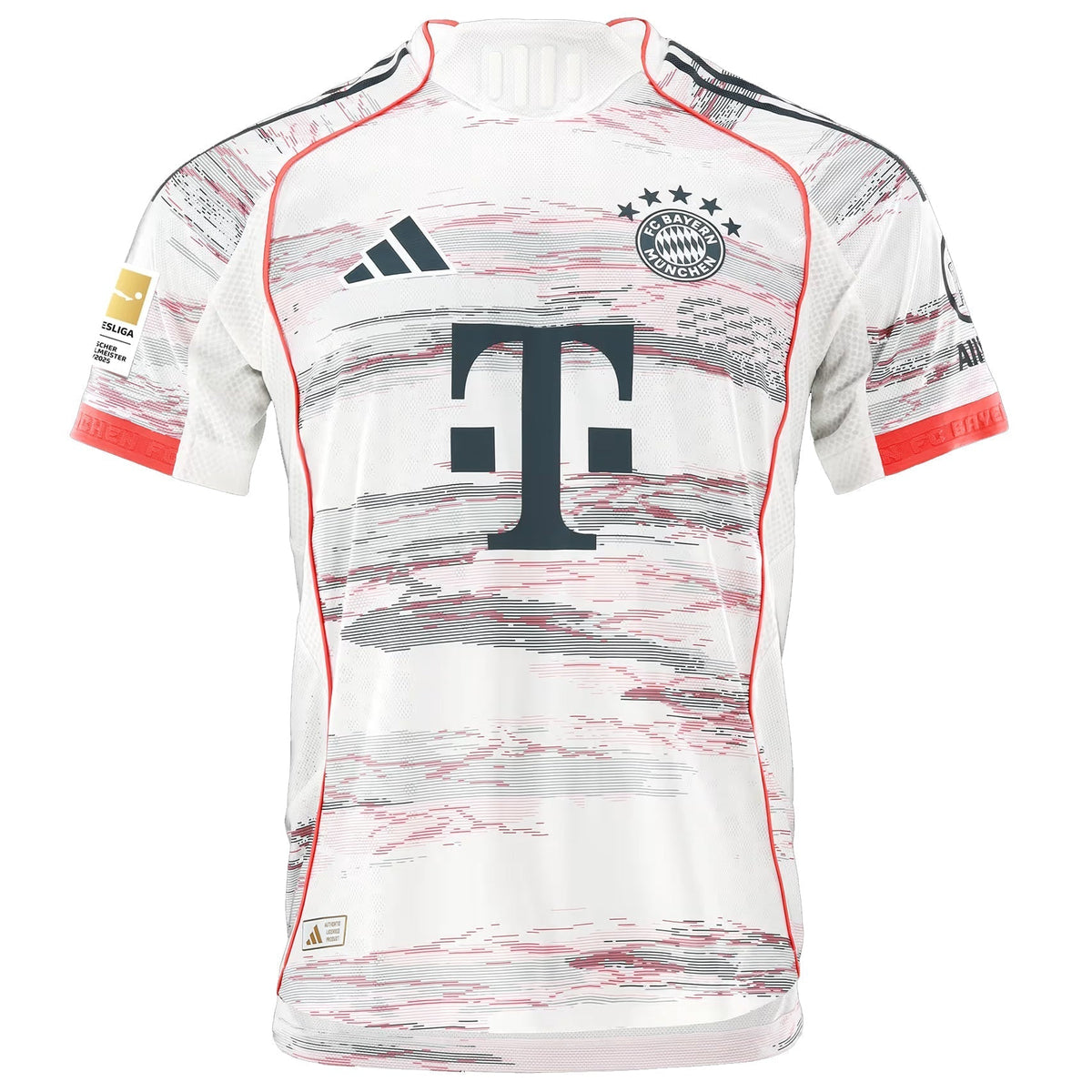 adidas Dier Authentic Away Jersey 25/26 w/ Sponsor + Meister Bundesliga Patch (White/Red)