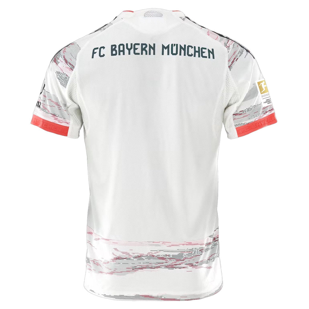 adidas Dier Authentic Away Jersey 25/26 w/ Sponsor + Meister Bundesliga Patch (White/Red)