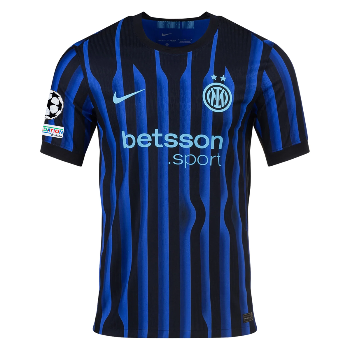 Nike Inter Milan Home Jersey w/ Champions League Patches 25/26 (Lyon Blue/Black/Chlorine Blue)