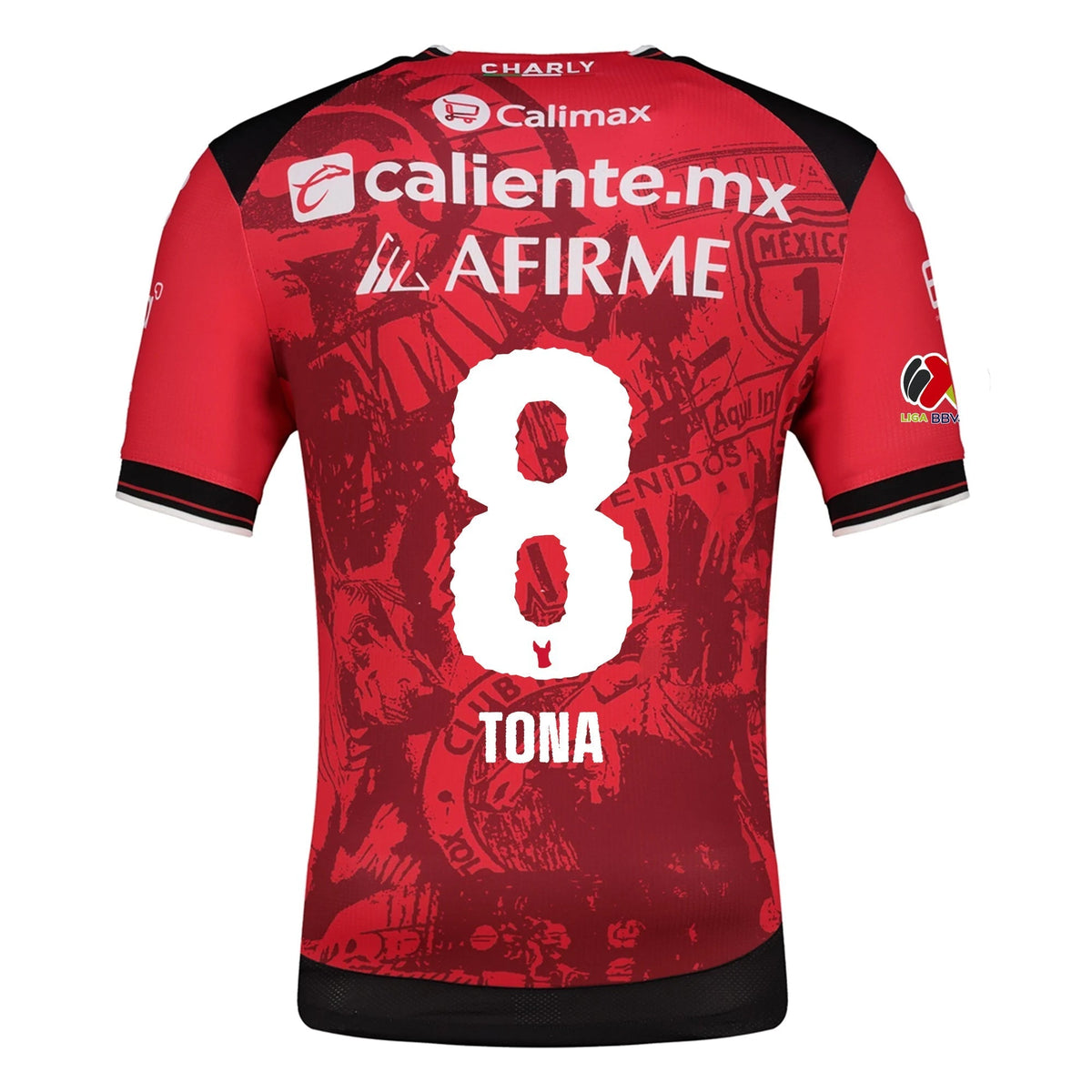 Charly IvÃ¡n Tona Men's Club Tijuana Xolos Home Jersey 25/26 w/ BBVA MX Patch (Red/Black)
