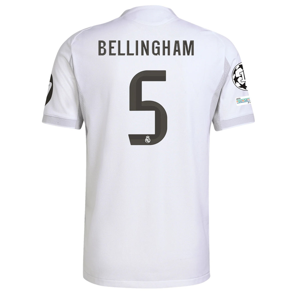 adidas Jude Bellingham Real Madrid Authentic Home Jersey 25/26 w/ Champions League Patches (White)
