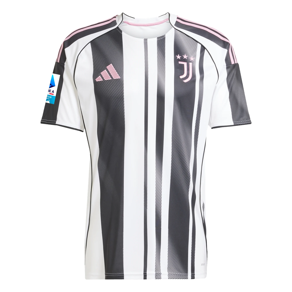 adidas Men's Juventus Thuram Home Jersey w/ Serie A Patch 25/26 (White/Black/Pink)