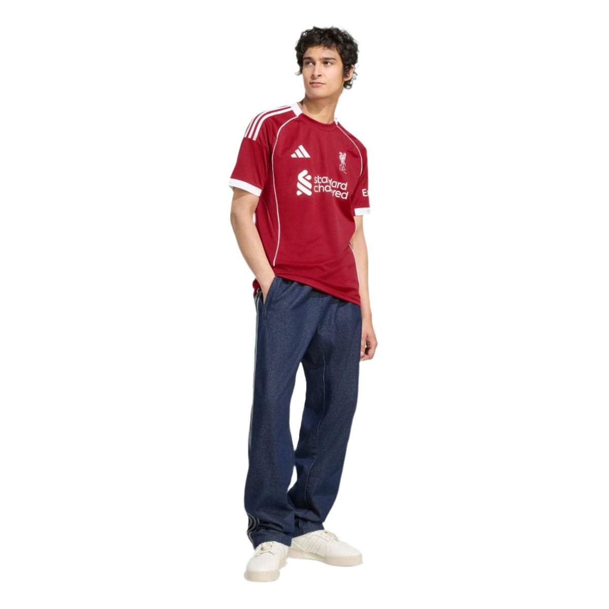 adidas Men's Liverpool Diogo J. Home Jersey 25/26 w/ Champions League Patches (Strawberry Red)