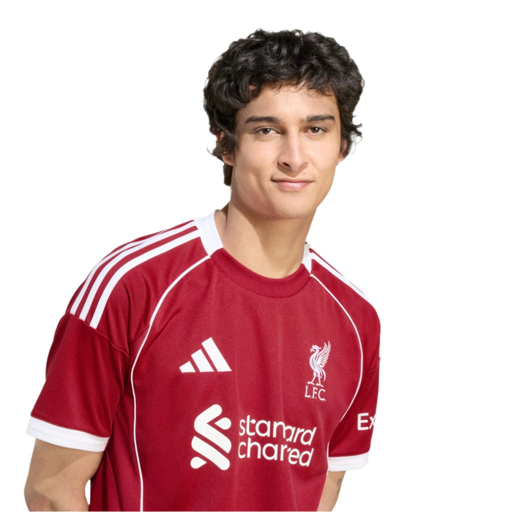 adidas Men's Liverpool Endo Home Jersey 25/26 w/ Champions League Patches (Strawberry Red)