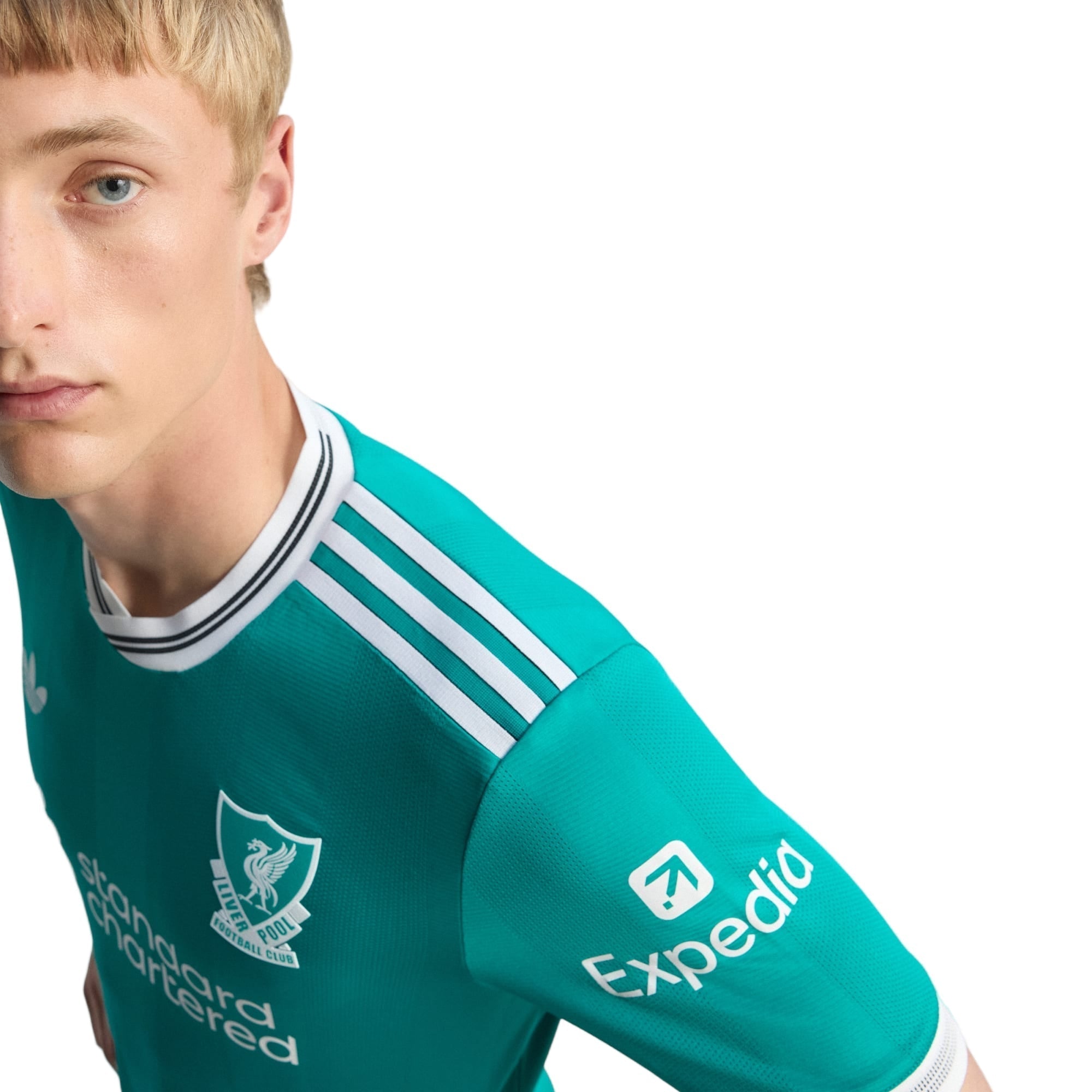 adidas Liverpool FC Authentic Mohamed Salah Third Jersey w/ EPL + No Room For Racism Patches 25/26 (Sea Green)