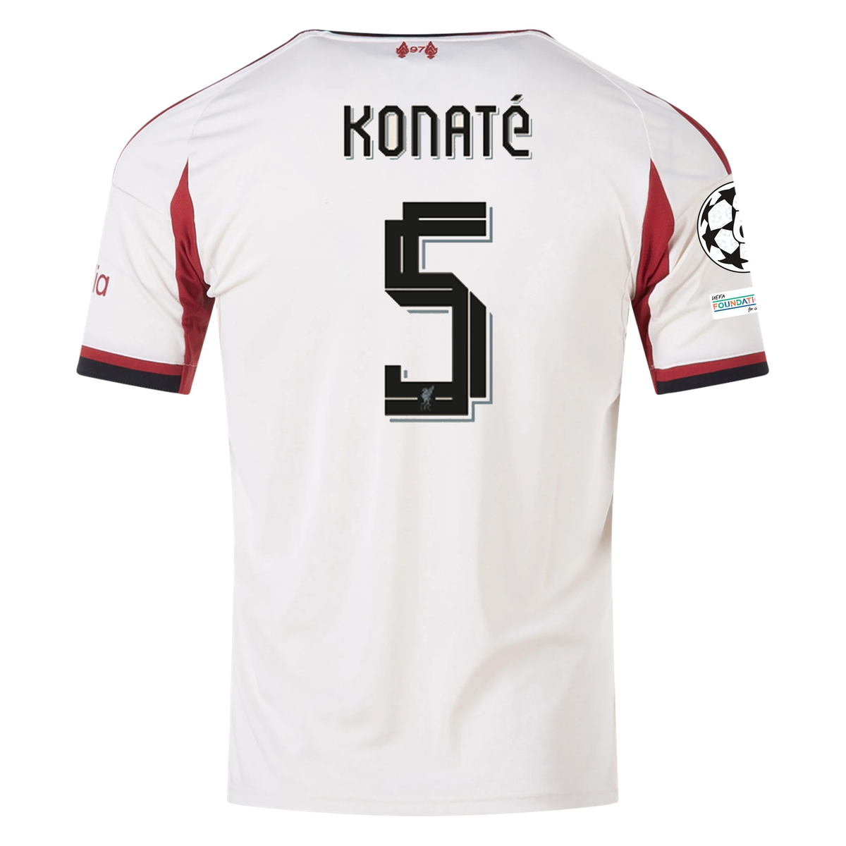 adidas Men's Liverpool Ibrahima KonatÃ© Away Jersey w/ Champions League Patches 25/26 (Wonder White)